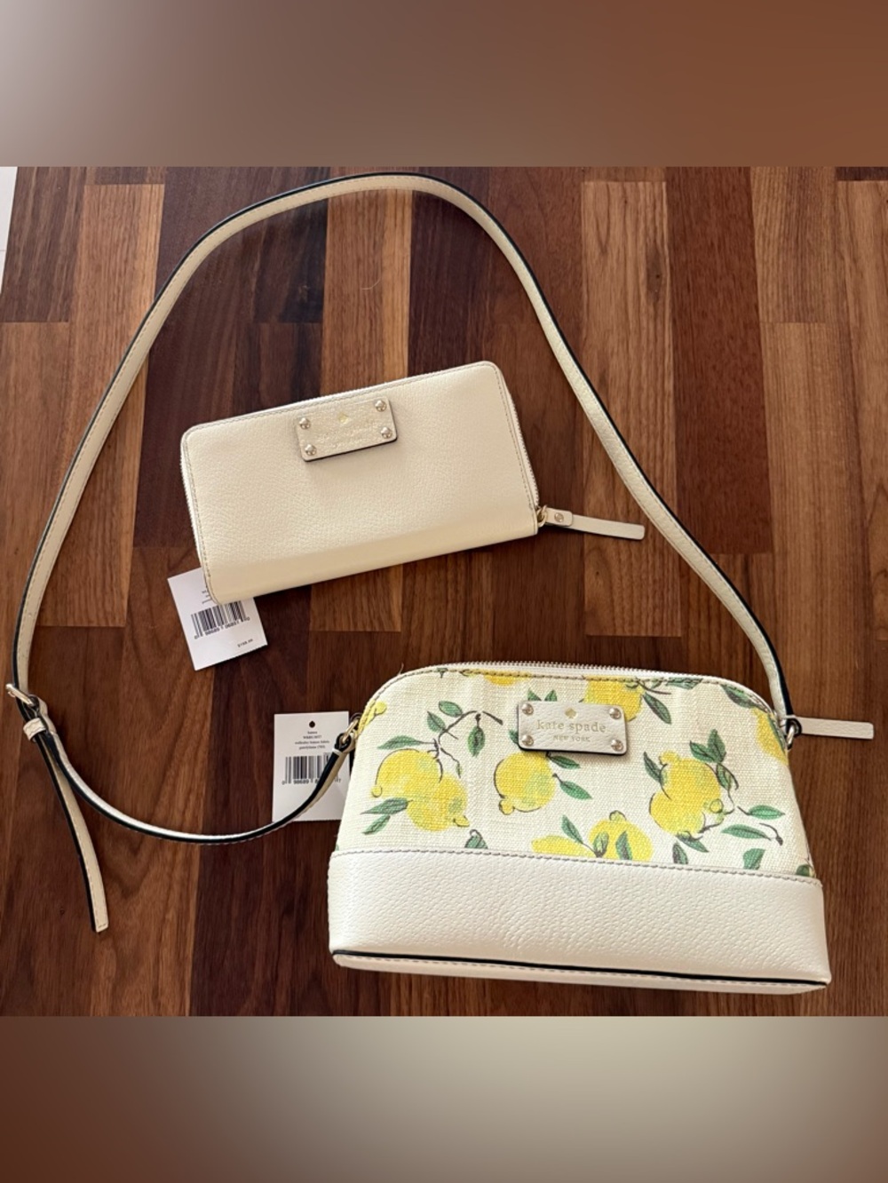kate spade Cream Crossbody Bag with Yellow Lemon Print & matching wallet